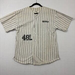Quitman USA Mapsco Roadkill 48L Baseball Jersey Mens XL Grey Pinstripe Cotton